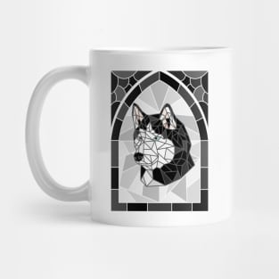 Stained Glass Black Siberian Husky Mug